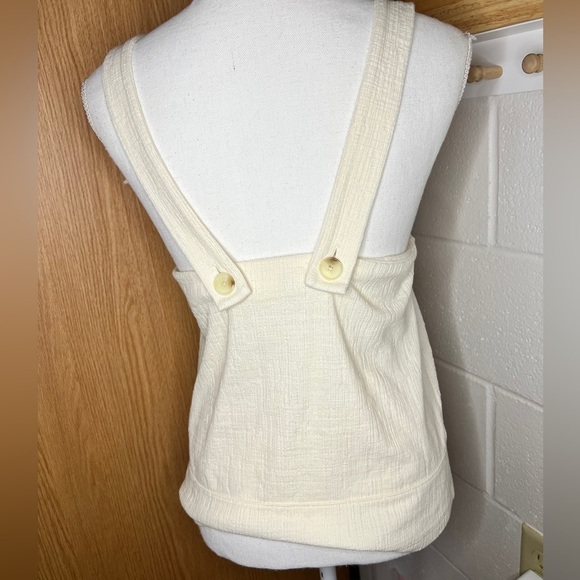 Madewell Womens S Ivory Bleached Linen Textured Knit Apron Tank Top - Picture 3 of 5